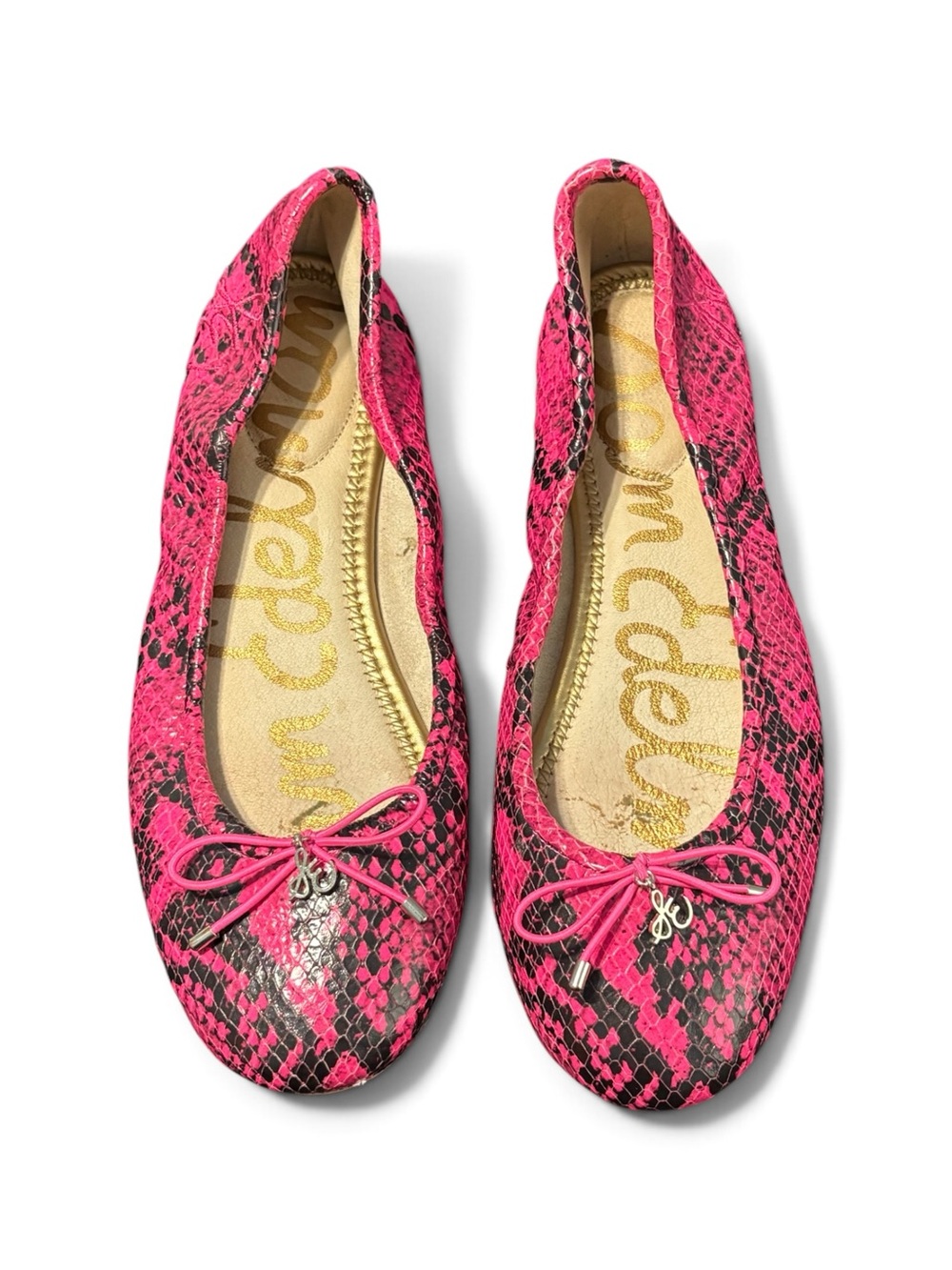 Sam Edelman Hot Pink Snake-Print Ballet Flats